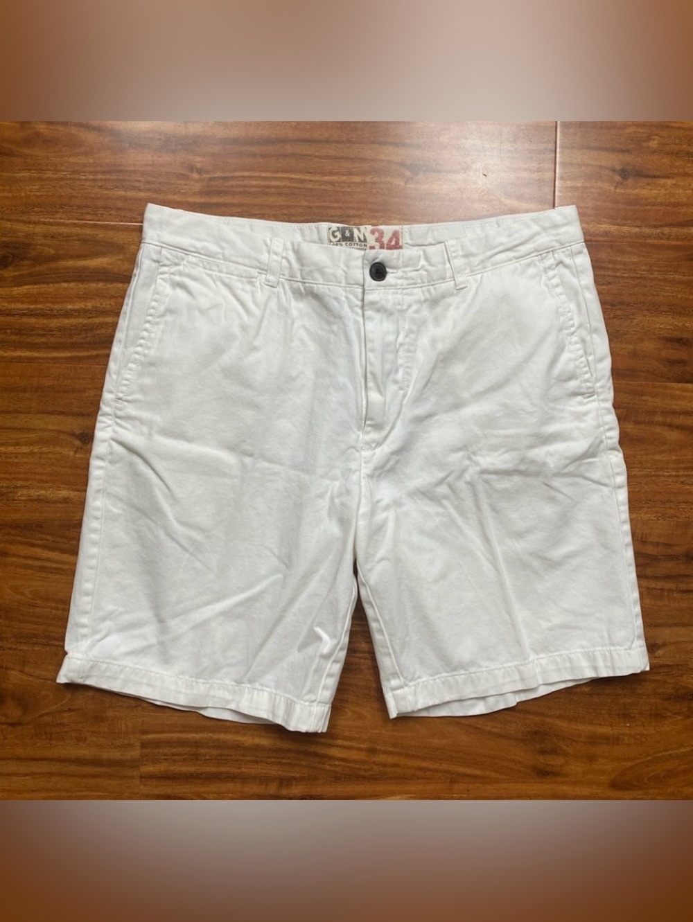 G&M Men's White Cotton Chino Shorts Size 34 Coastal Casual Vacation Streetwear